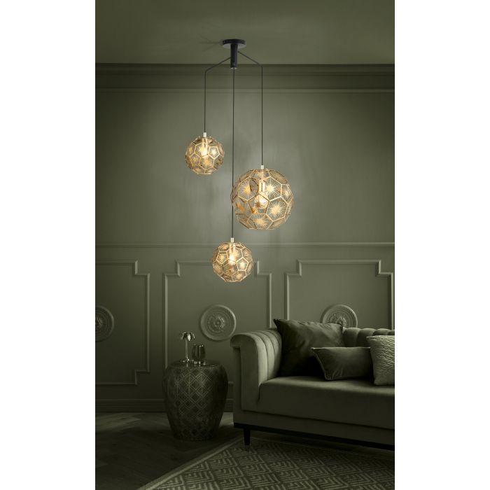 Eglo Skoura Μοντέρνο Κρεμαστό Φωτιστικό Τρίφωτο με Ντουί E27 σε Χρυσό Χρώμα 39758